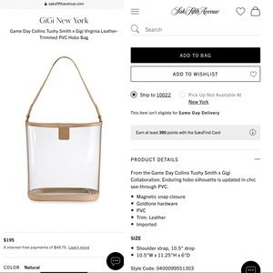 Gigi New York Clear Leather Tote Bag Shoulder Handbag